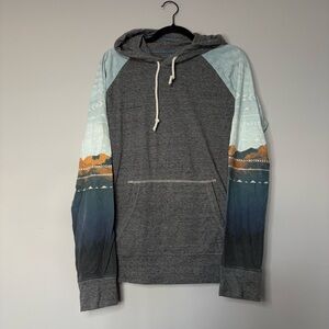 American Eagle Outfitters Grey Hooded Pullover Sweatshirt Mens M Lightweight